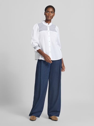 Christian Berg Woman Relaxed Fit Langarmbluse aus reiner Baumwolle Weiss 1
