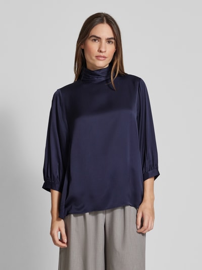 Milano Italy Regular fit blouse met opstaande kraag Donkerblauw - 4