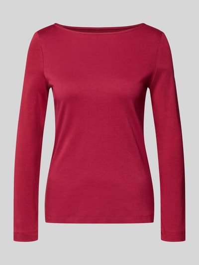 Produktfoto, Longsleeve mit Rundhalsausschnitt von Christian Berg Woman in Rot, reine Baumwolle, Slim Fit, glatte Textur, Rückenlänge 59 cm