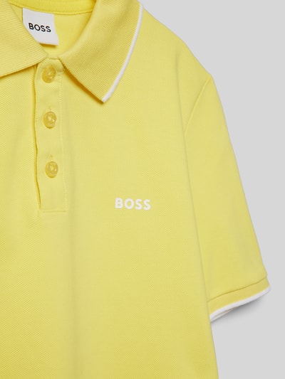 Boss Koszulka polo z detalami z logo Żółty 2