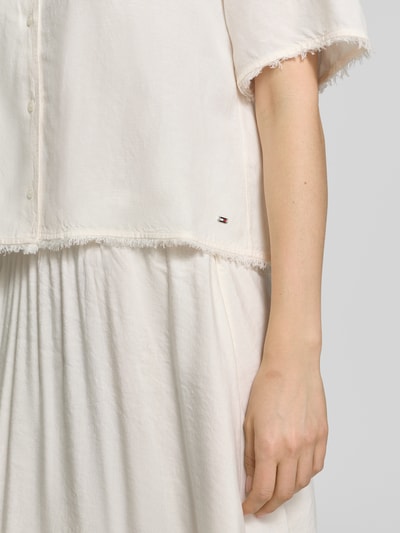 Tommy Hilfiger Boxy Fit Leinenbluse mit Viskose-Anteil Offwhite 3