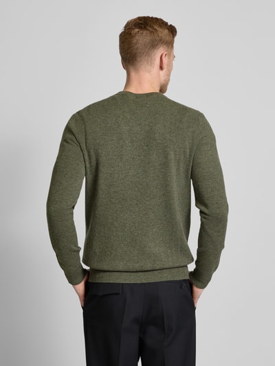 Christian Berg Men Wollpullover mit V-Ausschnitt und Kaschmir-Anteil Oliv Melange 5