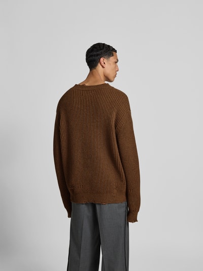 MM6 Maison Margiela Relaxed Fit Pullover mit Woll-Anteil Mittelbraun 5