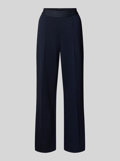Produktfoto, Hose mit Längsnähten und elastischem Bund von monari in Dunkelblau, Material-Mix mit Viskose-Anteil, Regular-Fit.