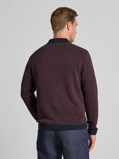 Christian Berg Men Regular fit gebreid jack met platte kraag Metallic rood - 5