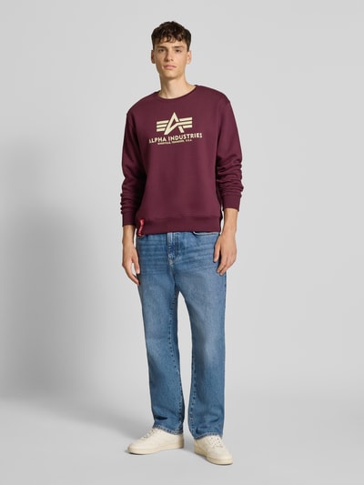 Alpha Industries Sweatshirt mit Label-Print Bordeaux 1