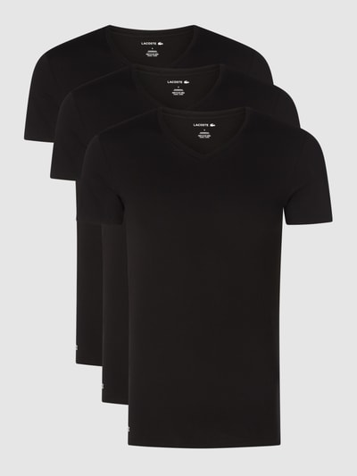 Lacoste T-shirt z bawełny w zestawie 3 szt.  Czarny 2
