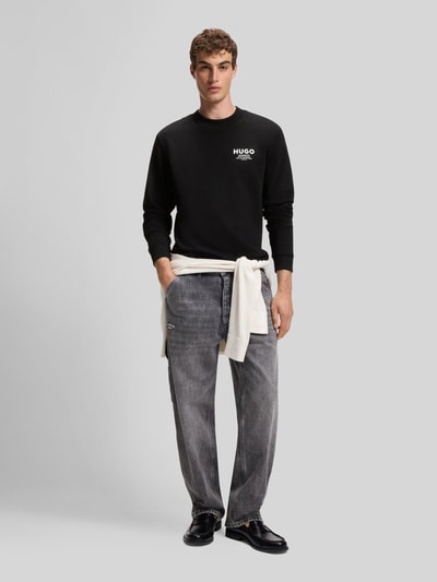 HUGO Blue Regular Fit Sweatshirt aus reiner Baumwolle Modell 'Nespon' BLACK 1