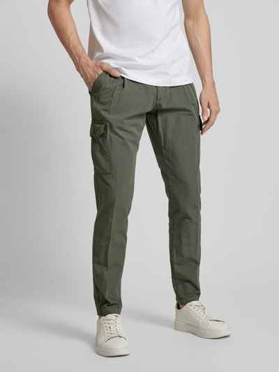 g1920 Tapered Fit Cargohose mit Bundfalten Modell 'TRAIANO' Oliv 4