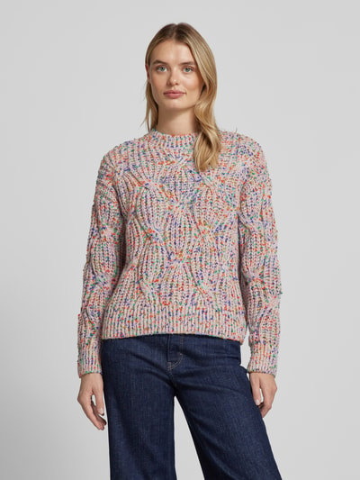 YAS Gebreide pullover met kabelpatroon, model 'Confetti' Roze - 4