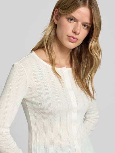 Pieces Slim fit gebreid jack van puur katoen, model 'MARIE' Offwhite - 3