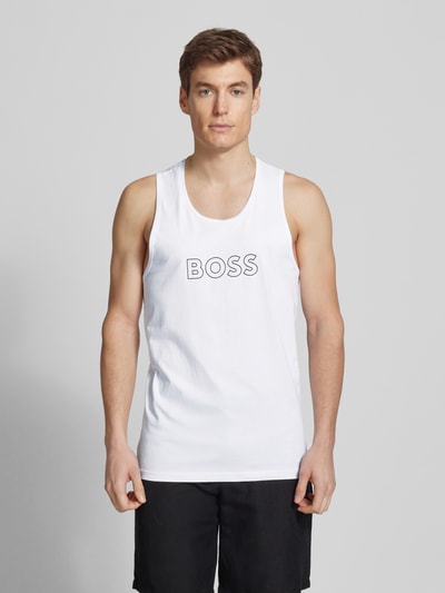 BOSS Tanktop mit Label-Print Modell 'Beach' Weiss 4