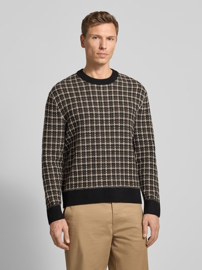 SELECTED HOMME Regular Fit Strickpullover aus Woll-Mix Modell 'MIKOLAS' Dunkelbraun 4