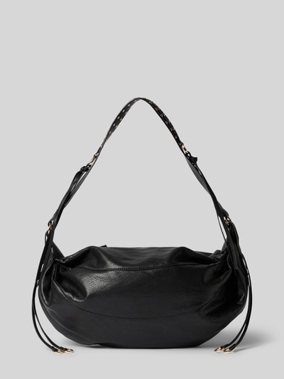Produktfoto, Shoulder Bag mit Reißverschluss Modell 'TIN' von MANGO in Schwarz mit Ziernähten, Nietenbesatz und verstellbarem Schulterriemen, 36x25x8 cm, moderner Look