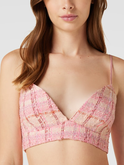 Bardot Bustier met spaghettibandjes, model 'BOUCLE' Felroze gemêleerd - 3