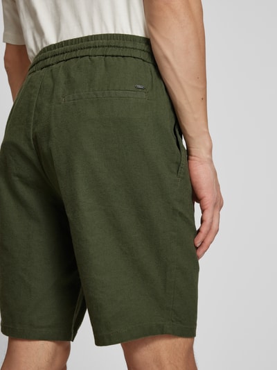 Only & Sons Korte broek van een mix van katoen en linnen, model 'LINUS' Olijfgroen - 3