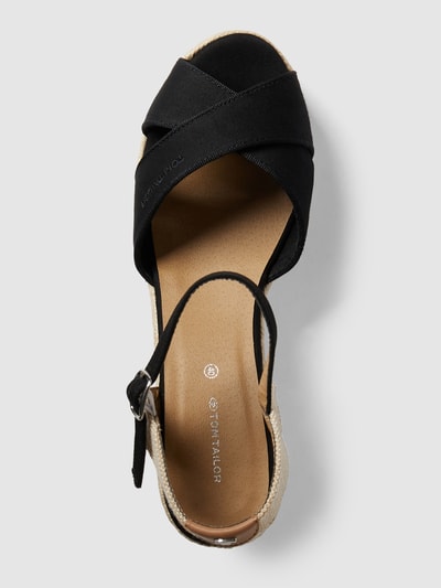 Tom Tailor Wedges mit Label-Stitching Schwarz 4
