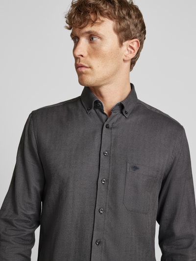 Fynch-Hatton Vrijetijdsoverhemd met button-downkraag, model ‘Herringbone’ Antraciet - 3