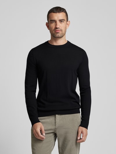 SELECTED HOMME Sweter z dzianiny z prążkowanymi wykończeniami model ‘TRAY’ Czarny 4