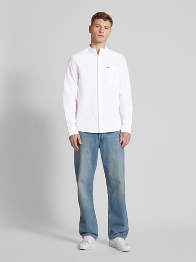 Tommy Jeans Regular Fit Freizeithemd mit Stehkragen Weiss 1