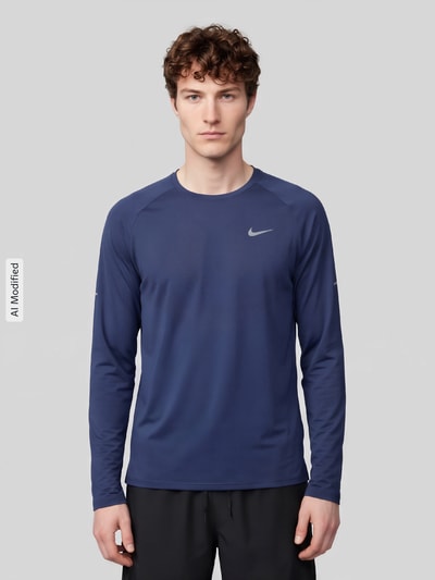 Nike Training bluzka z długim rękawem sport o kroju regular fit z detal z logo Granatowy 4