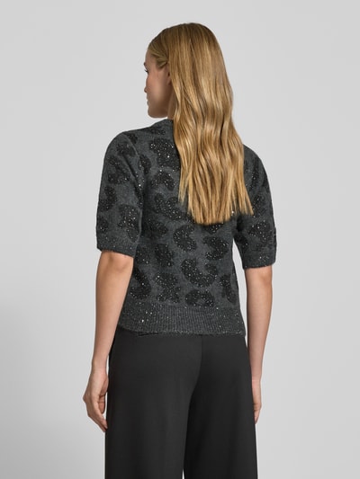 Vero Moda Shaped Fit Strickpullover mit Woll-Anteil Modell 'ZUZU 2/4 O-NECK PULLOVER' Anthrazit 5
