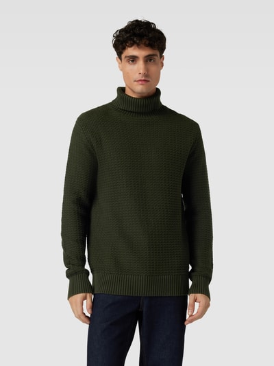 SELECTED HOMME Sweter z dzianiny z golfem model ‘THIM’ Oliwkowy 4