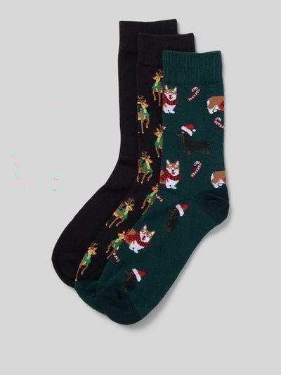 Jack & Jones Socken mit geripptem Abschluss Modell 'XMAS' im 3er-Pack Bottle 1