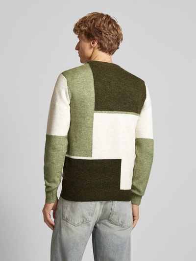 Blend Gebreide pullover met ribboorden Olijfgroen - 5