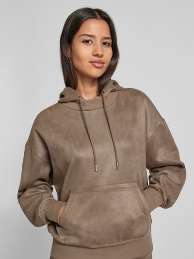 Guess Hoodie met strass-steentjes Taupe - 3