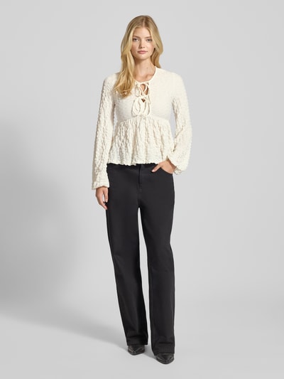 Gina Tricot Shirt met lange mouwen en V-hals Ecru - 1