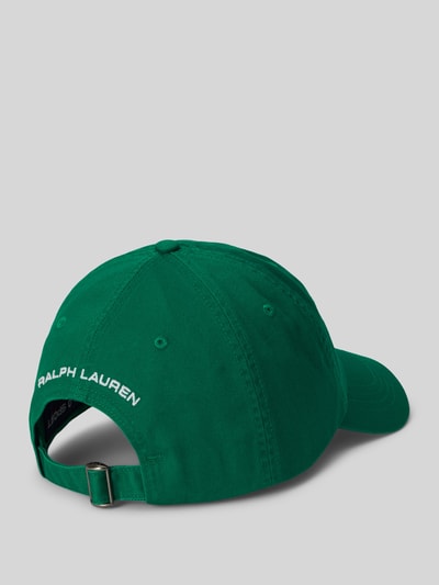 Produktfoto, Basecap aus reiner Baumwolle von Polo Ralph Lauren in Grün, unifarben, Label-Schriftzug, Twill mit verstellbarem Riegel und Luftlöchern