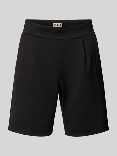 Produktfoto, Shorts mit elastischem Bund Modell 'Kate' von ICHI aus schwarzem Material-Mix mit Viskose-Anteil, Regular-Fit, Vorderansicht