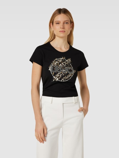 Liu Jo White T-Shirt mit Label-Motiv-Print Black 4