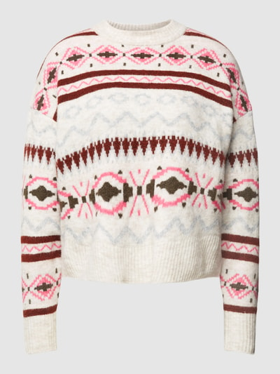 Vila Gebreide pullover met all-over motief, model 'Vicilia' Ecru - 2