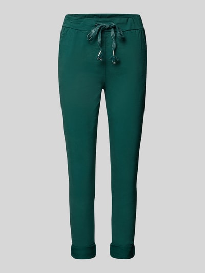 ZABAIONE Skinny fit stoffen broek met tunnelkoord Donkergroen - 2