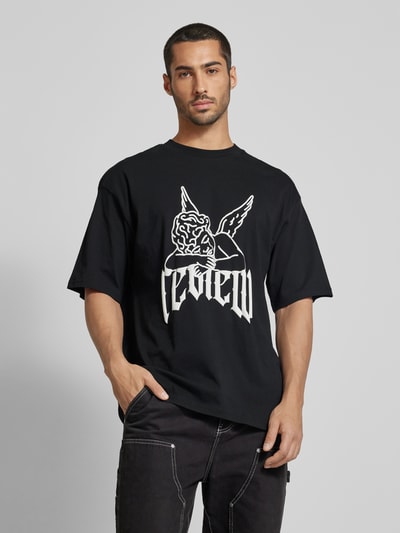 REVIEW T-shirt z nadrukiem z logo Czarny 4