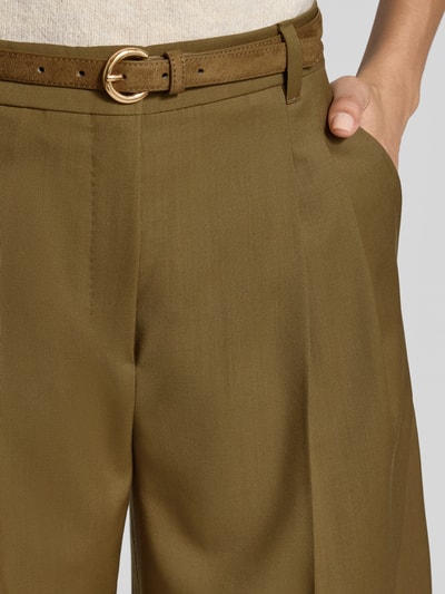 Max Mara Studio Wide leg broek van pure scheerwol Kaki - 3