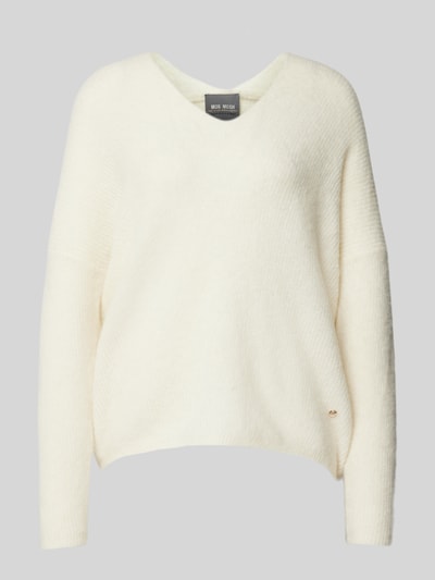 MOS MOSH Gebreide pullover met V-hals, model 'THORA' Ecru - 2