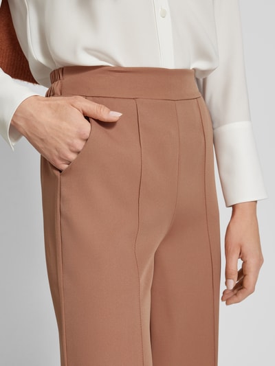 ZABAIONE Wide Leg Stoffhose mit fixierten Bügelfalten Camel 3