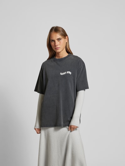 Anine Bing Oversized T-Shirt mit Label-Print Black 4