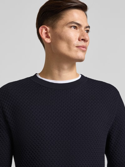 Jack & Jones Premium Strickpullover mit Strukturmuster Modell 'BARKLEY' Marine 3