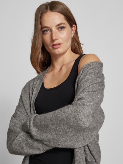 YAS Cardigan met opengewerkte voorkant, model 'BALIS' Donkergrijs gemêleerd - 3