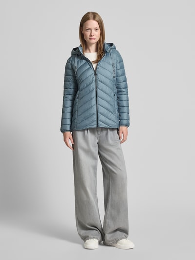 s.Oliver RED LABEL Kurtka pikowana o kroju shaped fit z nadrukiem z logo Petrol 1