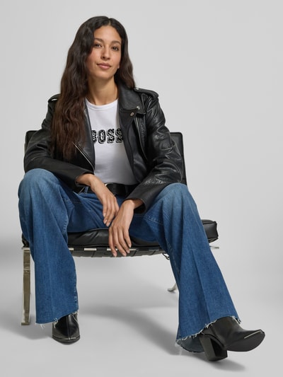 BOSS Orange Regular Fit Lederjacke aus genarbten Rindsleder Black 3