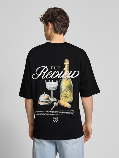REVIEW Oversized T-shirt met labelprint Zwart - 5