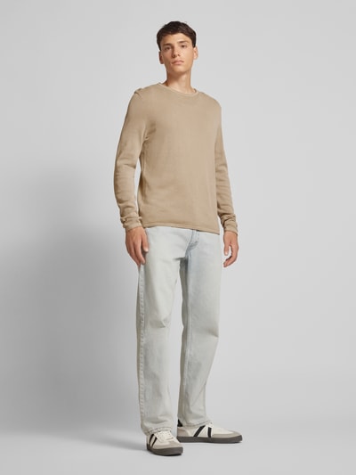 Jack & Jones Strickpullover mit Rundhalsausschnitt Modell 'ELEO' Beige 1