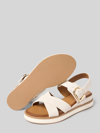 INUOVO Sandalette aus Leder mit glatter Sohle Offwhite 4