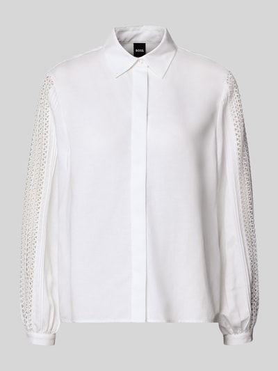 BOSS Relaxed Fit Hemdbluse aus Lyocell-Leinen-Mix Modell 'BADORA' Weiss 2