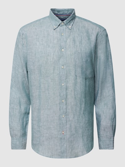 Christian Berg Men Freizeithemd mit Button-Down-Kragen Metallic Gruen 2